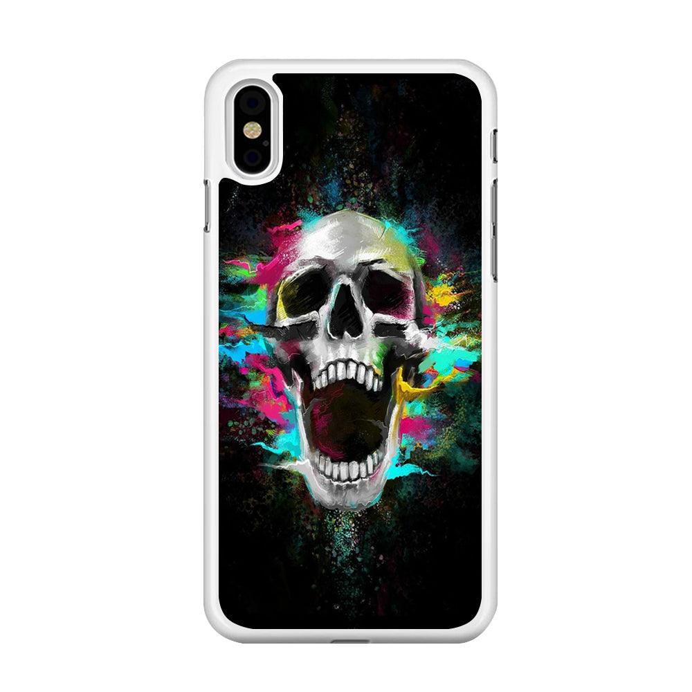 Skull Art 003 iPhone Xs Case-Rubber / White (2D Case)-Xtracase