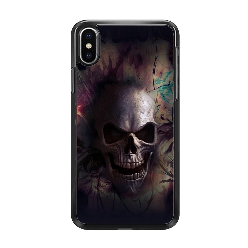 Skull Art 004 iPhone Xs Case-Rubber / Black (2D Case)-Xtracase