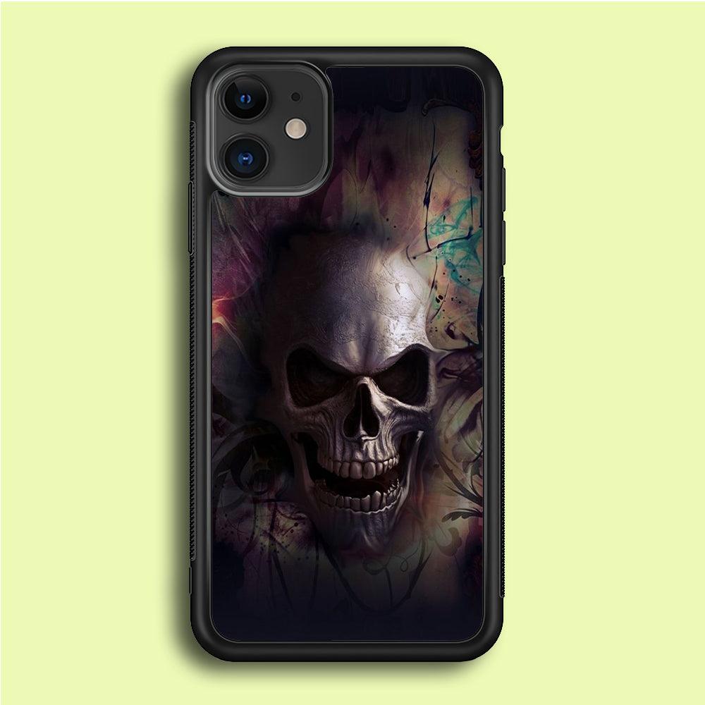 Skull Art 004 iPhone 12 Mini Case-Rubber / Black (2D Case)-Xtracase