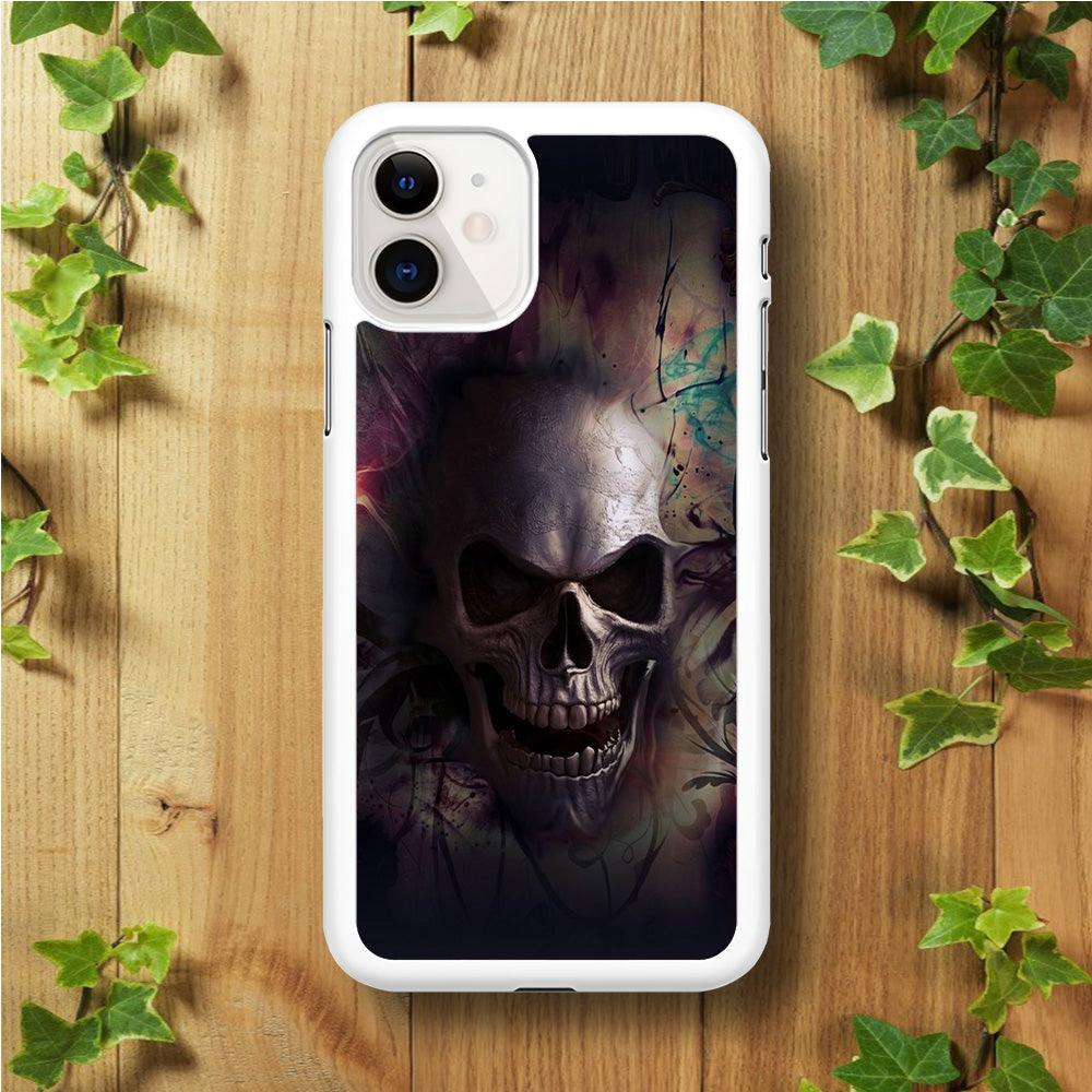 Skull Art 004 iPhone 11 Case-Rubber / White (2D Case)-Xtracase