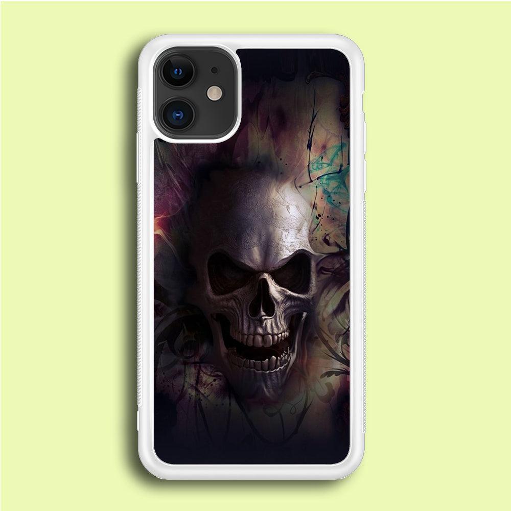 Skull Art 004 iPhone 12 Case-Rubber / White (2D Case)-Xtracase