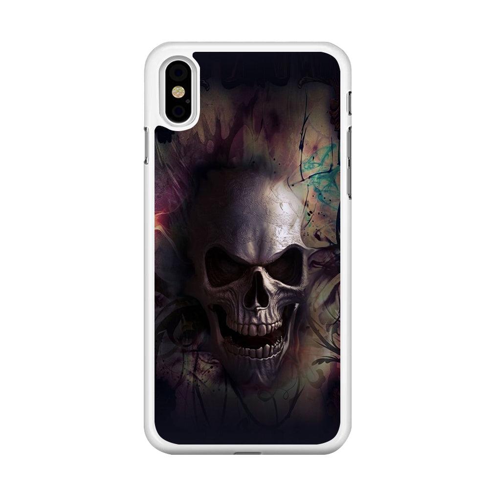 Skull Art 004 iPhone X Case-Rubber / White (2D Case)-Xtracase