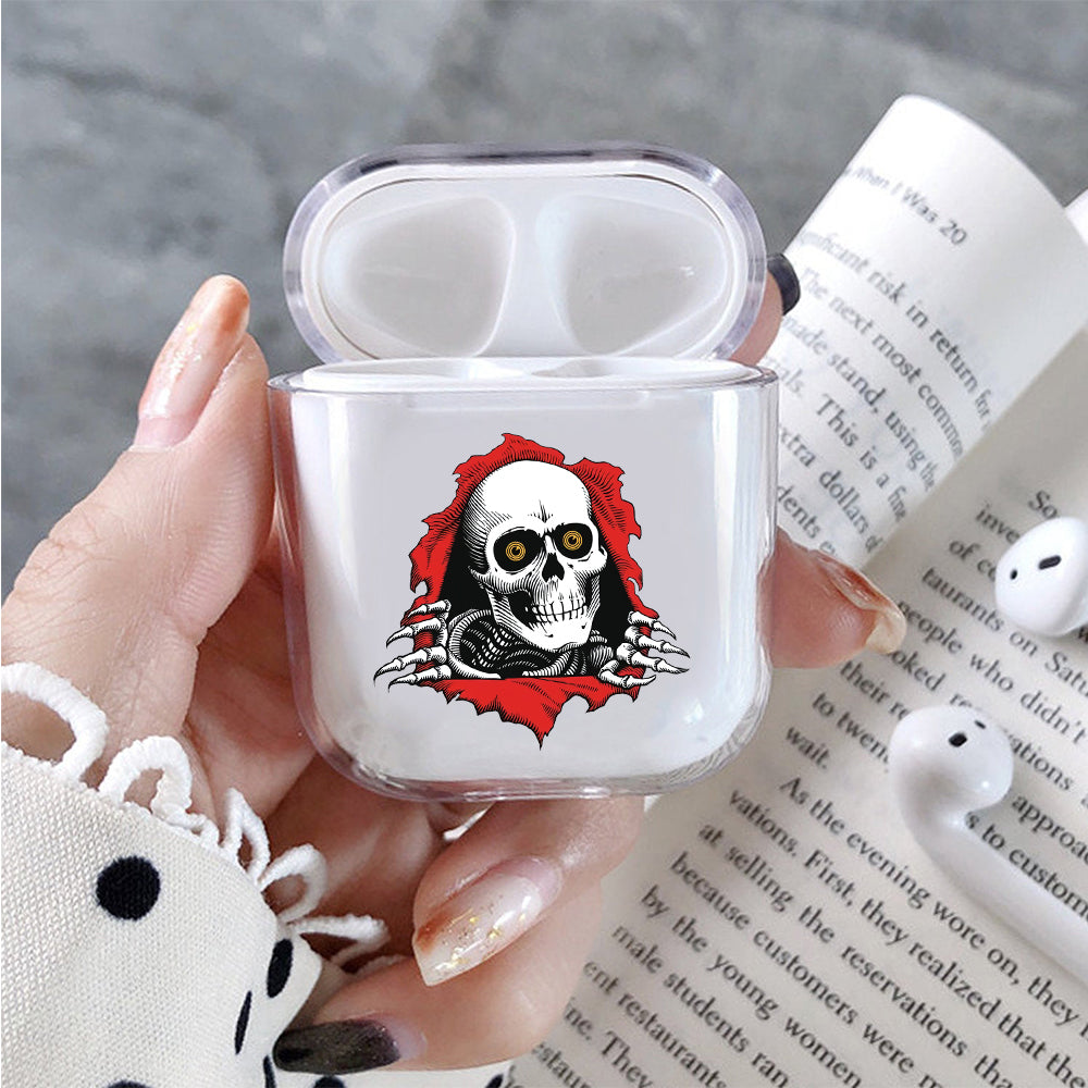 Skull in The Wall Hard Plastic Protective Clear Case Cover For Apple Airpods