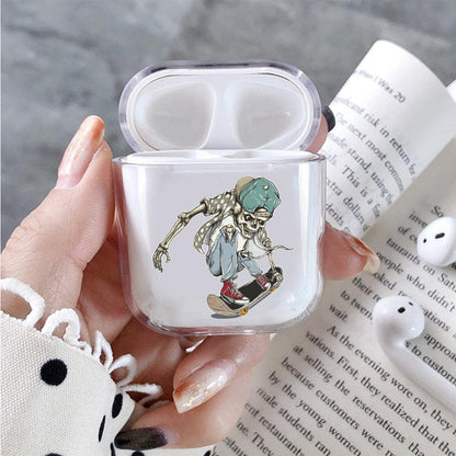 Skull playing skateboard Protective Clear Case Cover For Apple Airpods-Xtracase