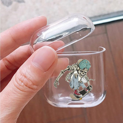 Skull playing skateboard Protective Clear Case Cover For Apple Airpods-Xtracase