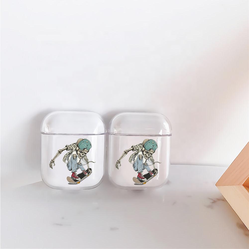 Skull playing skateboard Protective Clear Case Cover For Apple Airpods-Xtracase