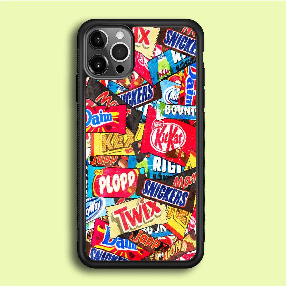 Snack Pattern Design iPhone 12 Pro Case-Rubber / Black (2D Case)-Xtracase