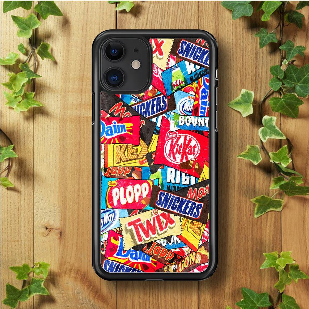 Snack Pattern Design iPhone 11 Case-Rubber / Black (2D Case)-Xtracase