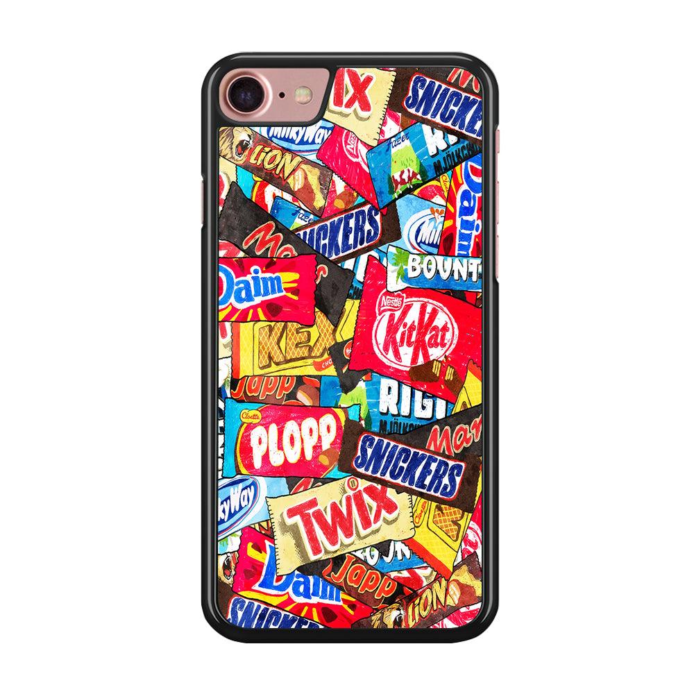 Snack Pattern Design iPhone SE 2020 Case-Rubber / Black (2D Case)-Xtracase