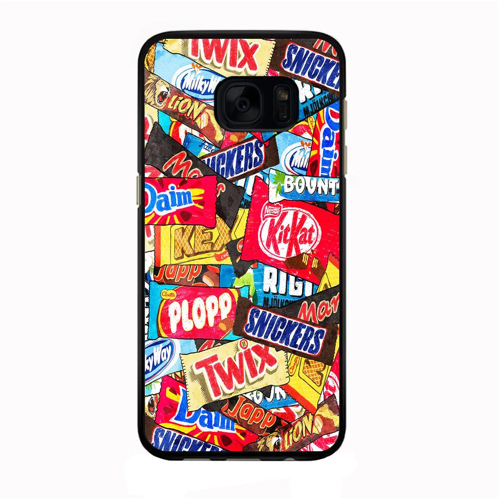 Snack Pattern Design Samsung Galaxy S7 Edge Case-Rubber / Black (2D Case)-Xtracase