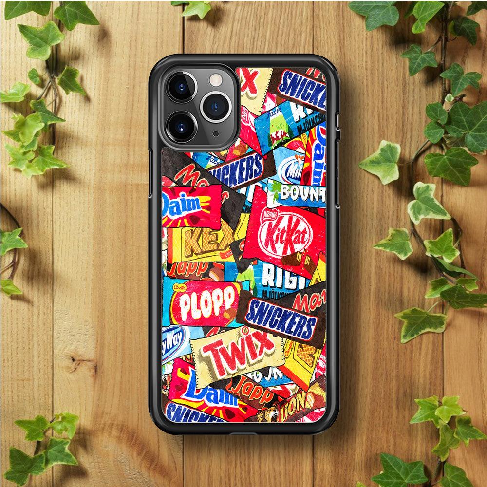 Snack Pattern Design iPhone 11 Pro Case-Rubber / Black (2D Case)-Xtracase