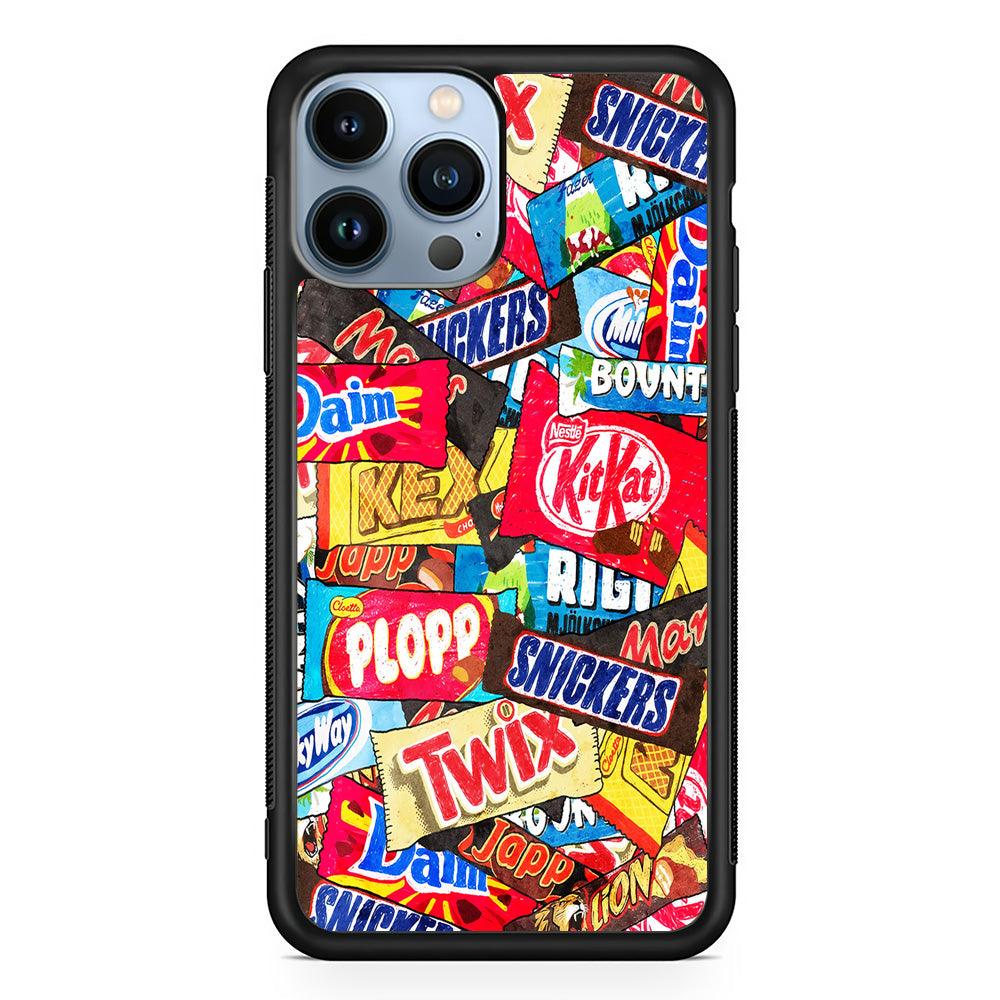 Snack Pattern Design iPhone 13 Pro Case-Rubber / Black (2D Case)-Xtracase