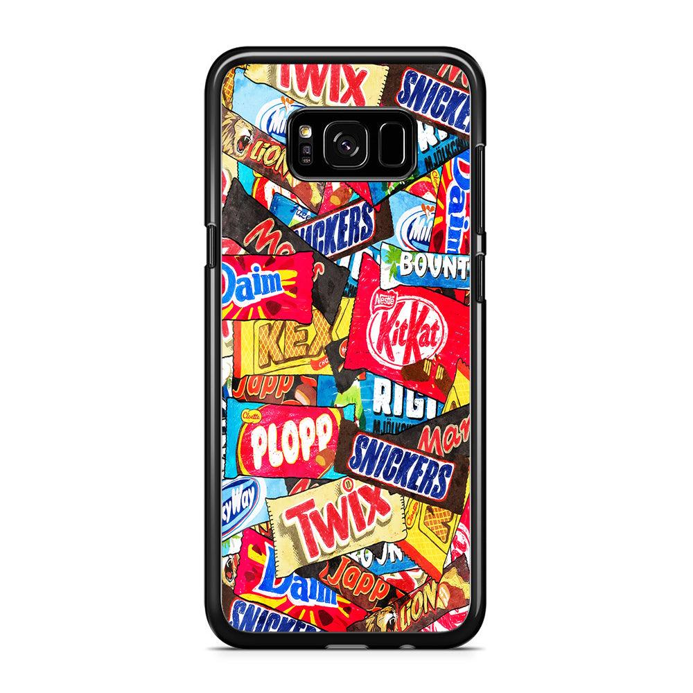 Snack Pattern Design Samsung Galaxy S8 Case-Rubber / Black (2D Case)-Xtracase