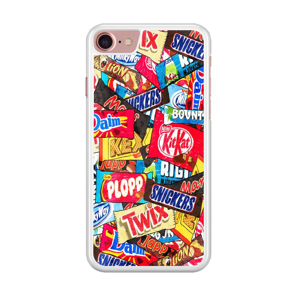 Snack Pattern Design iPhone SE 2020 Case-Rubber / White (2D Case)-Xtracase