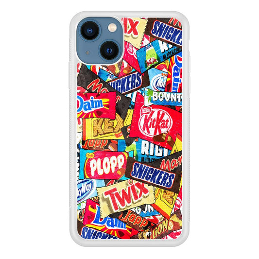 Snack Pattern Design iPhone 13 Mini Case-Rubber / White (2D Case)-Xtracase