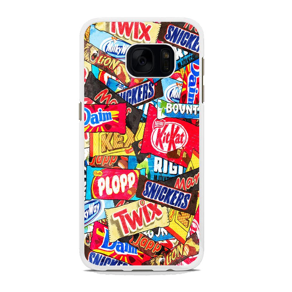 Snack Pattern Design Samsung Galaxy S7 Edge Case-Rubber / White (2D Case)-Xtracase
