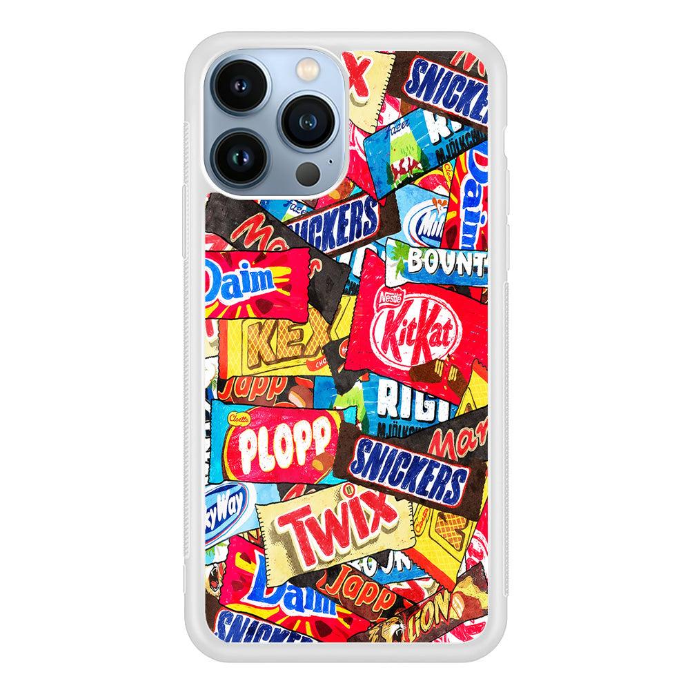 Snack Pattern Design iPhone 13 Pro Case-Rubber / White (2D Case)-Xtracase
