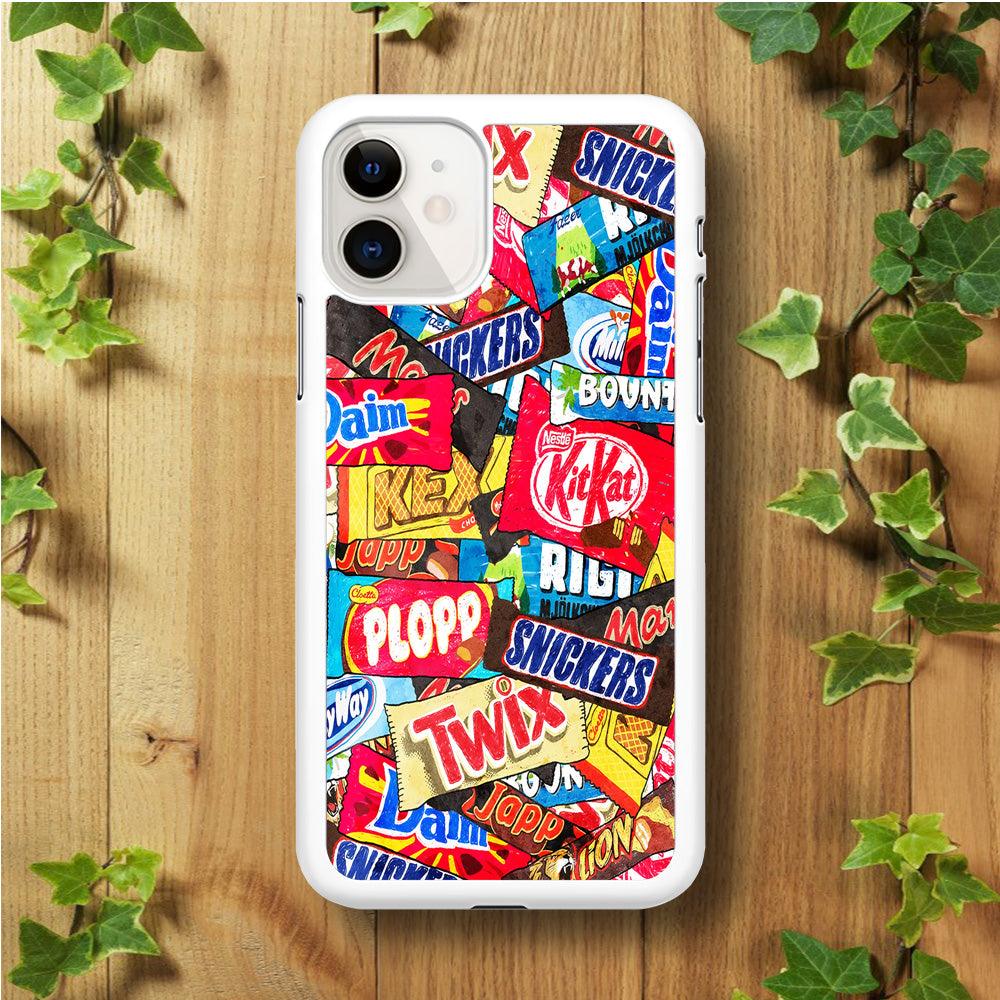 Snack Pattern Design iPhone 11 Case-Rubber / White (2D Case)-Xtracase