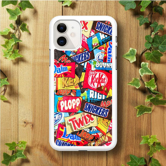 Snack Pattern Design iPhone 11 Case-Rubber / White (2D Case)-Xtracase