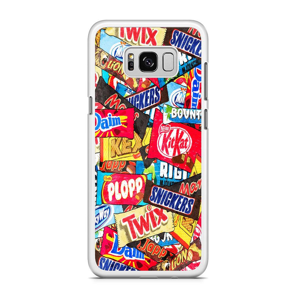 Snack Pattern Design Samsung Galaxy S8 Case-Rubber / White (2D Case)-Xtracase
