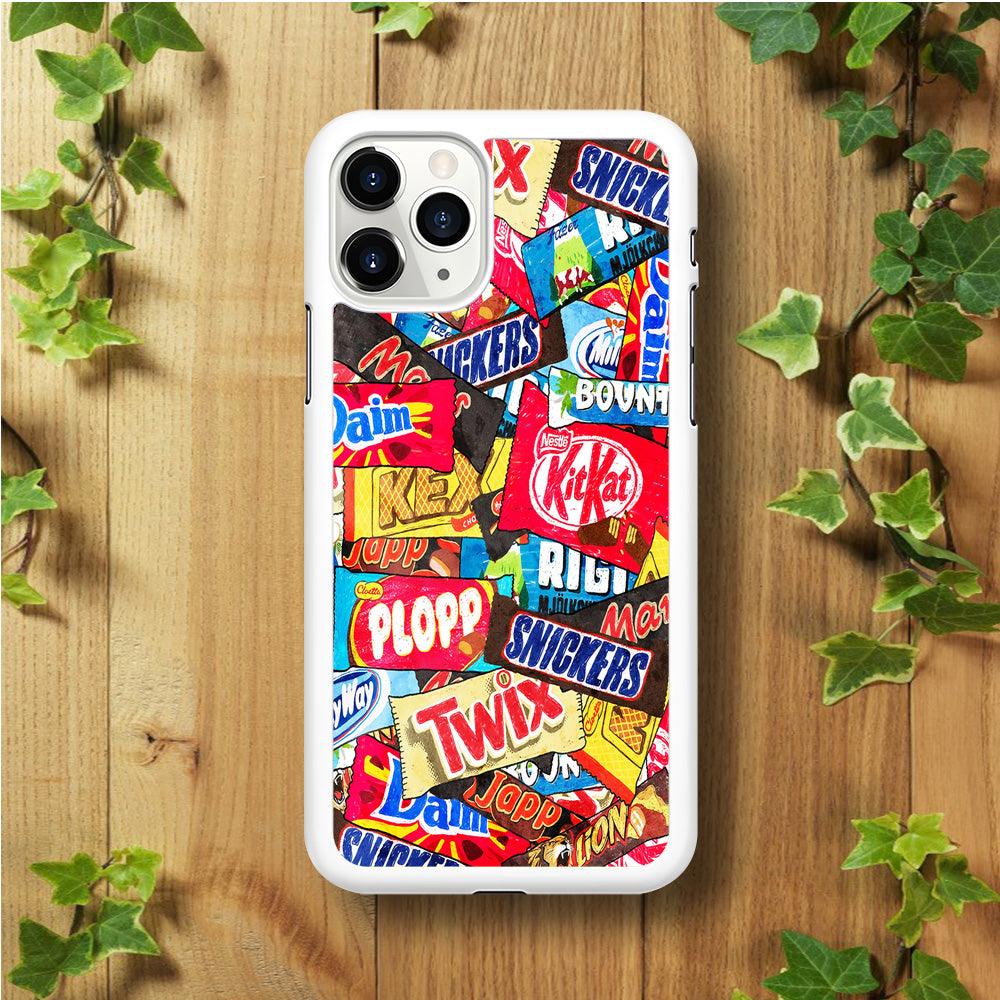 Snack Pattern Design iPhone 11 Pro Case-Rubber / White (2D Case)-Xtracase