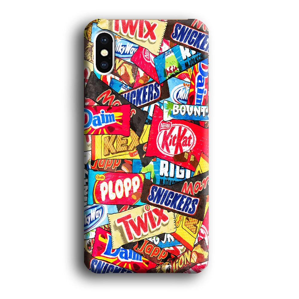 Snack Pattern Design iPhone Xs Case-Plastic / Full Wrap (3D Case)-Xtracase