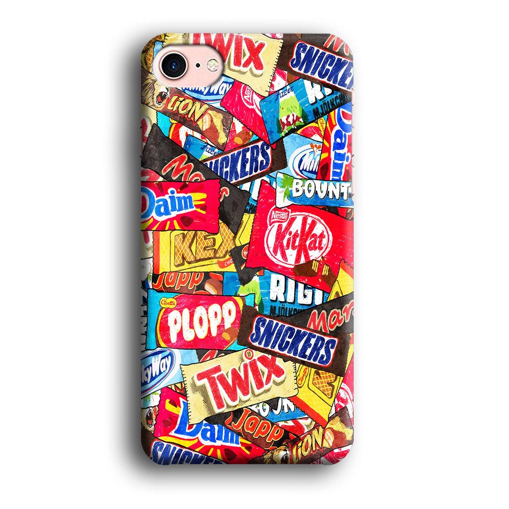 Snack Pattern Design iPhone SE 2020 Case-Plastic / Full Wrap (3D Case)-Xtracase