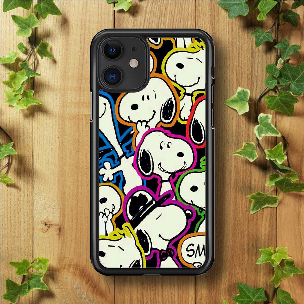 Snoopy Doodle iPhone 11 Case-Rubber / Black (2D Case)-Xtracase