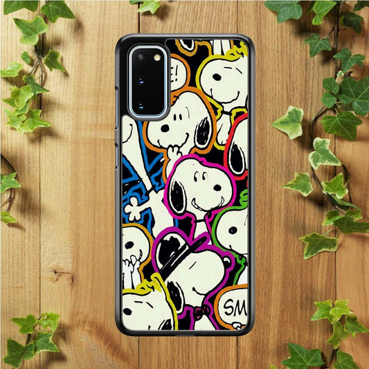Snoopy Doodle Samsung Galaxy S20 Case-Rubber / White (2D Case)-Xtracase