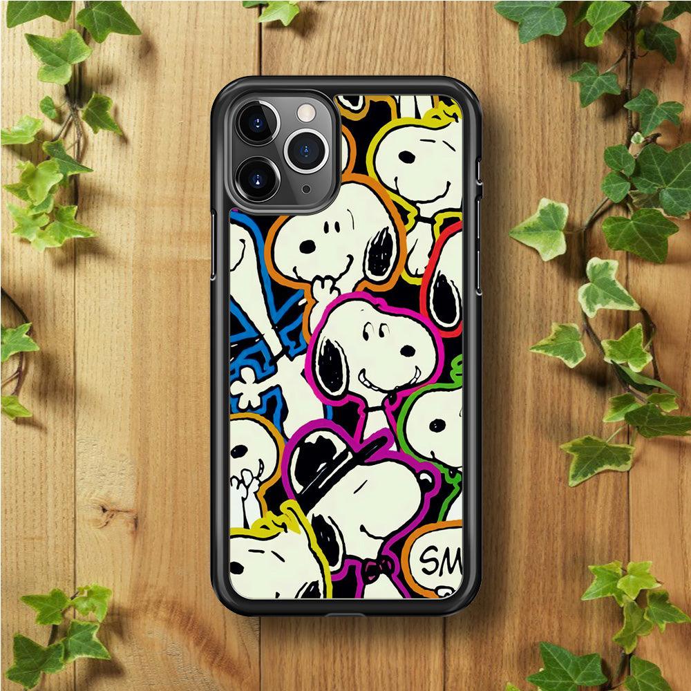 Snoopy Doodle iPhone 11 Pro Case-Rubber / Black (2D Case)-Xtracase