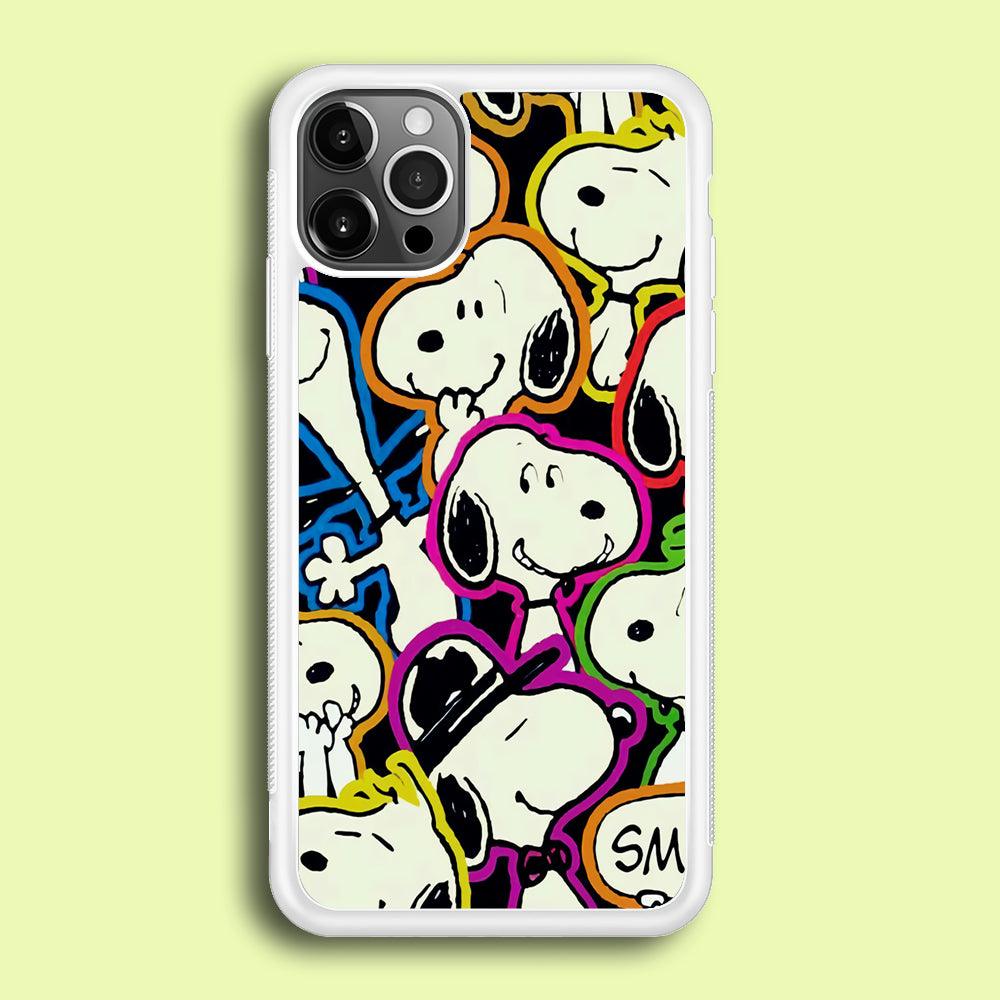 Snoopy Doodle iPhone 12 Pro Case-Rubber / White (2D Case)-Xtracase