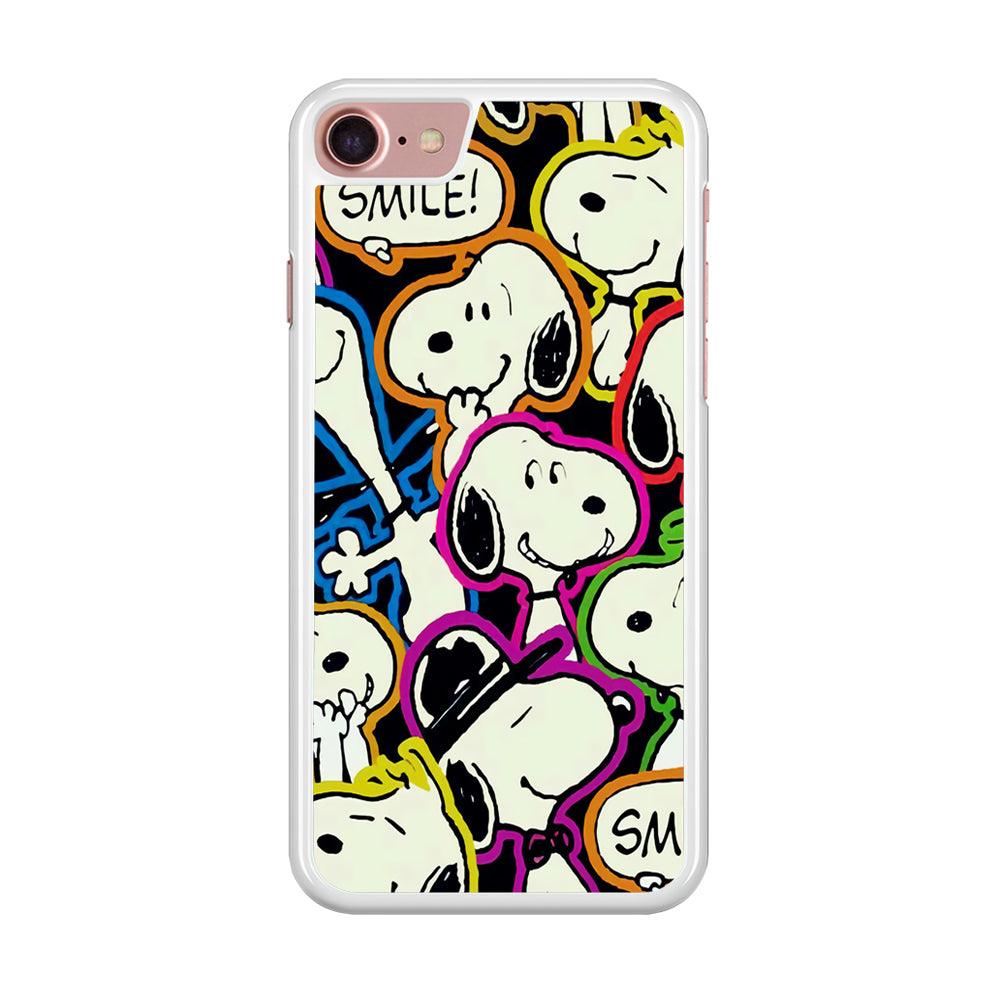 Snoopy Doodle iPhone SE 2020 Case-Rubber / White (2D Case)-Xtracase