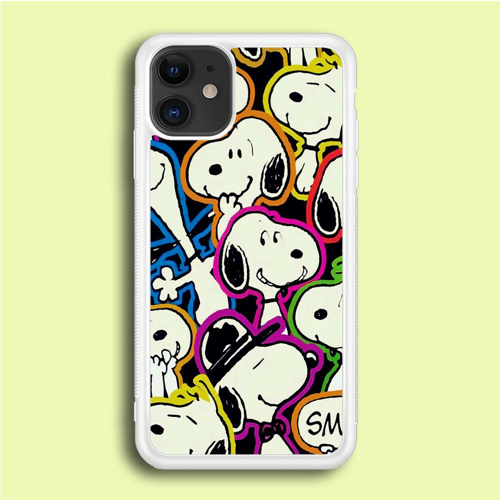 Snoopy Doodle iPhone 12 Mini Case-Rubber / White (2D Case)-Xtracase