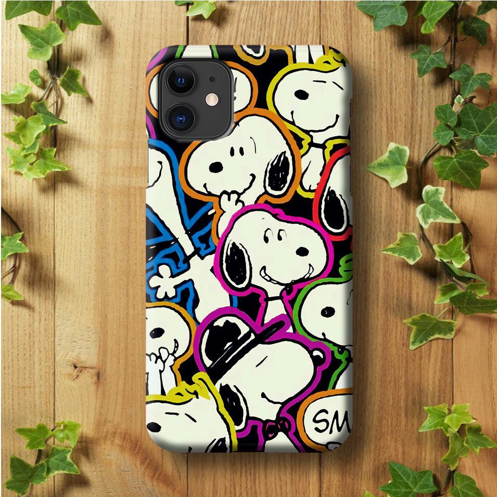 Snoopy Doodle iPhone 11 Case-Plastic / Full Wrap (3D Case)-Xtracase