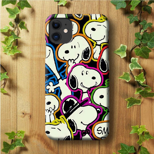 Snoopy Doodle iPhone 11 Case-Plastic / Full Wrap (3D Case)-Xtracase