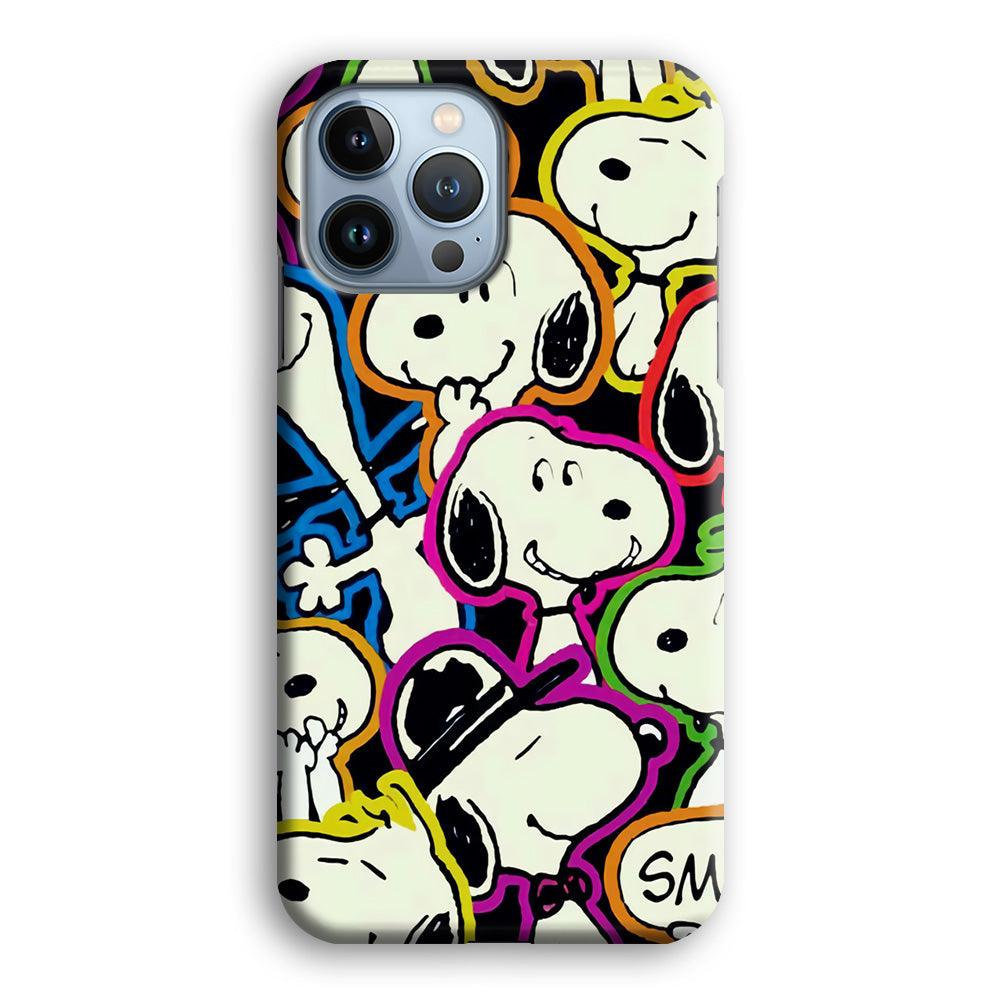 Snoopy Doodle iPhone 13 Pro Case-Plastic / Full Wrap (3D Case)-Xtracase