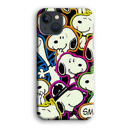 Snoopy Doodle iPhone 13 Mini Case-Plastic / Full Wrap (3D Case)-Xtracase