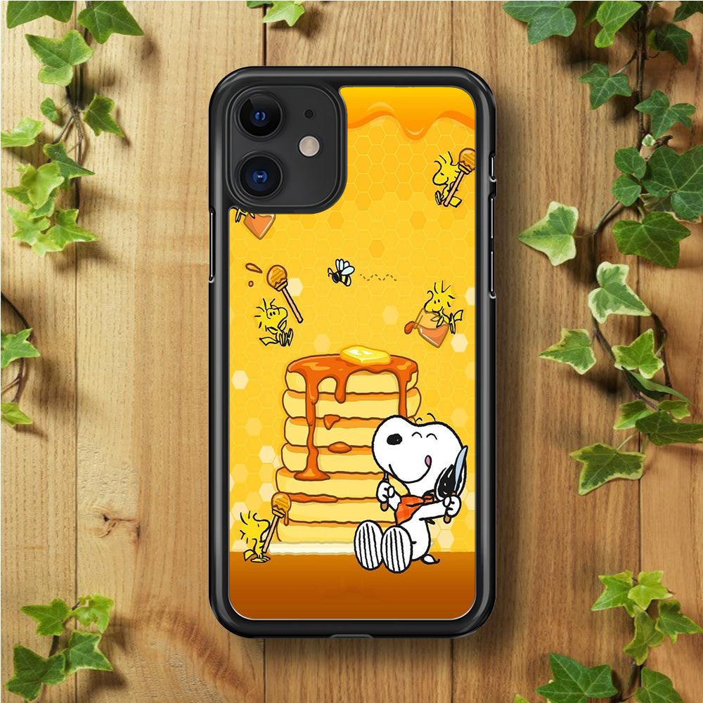 Snoopy Eats Honey iPhone 11 Case-Rubber / Black (2D Case)-Xtracase