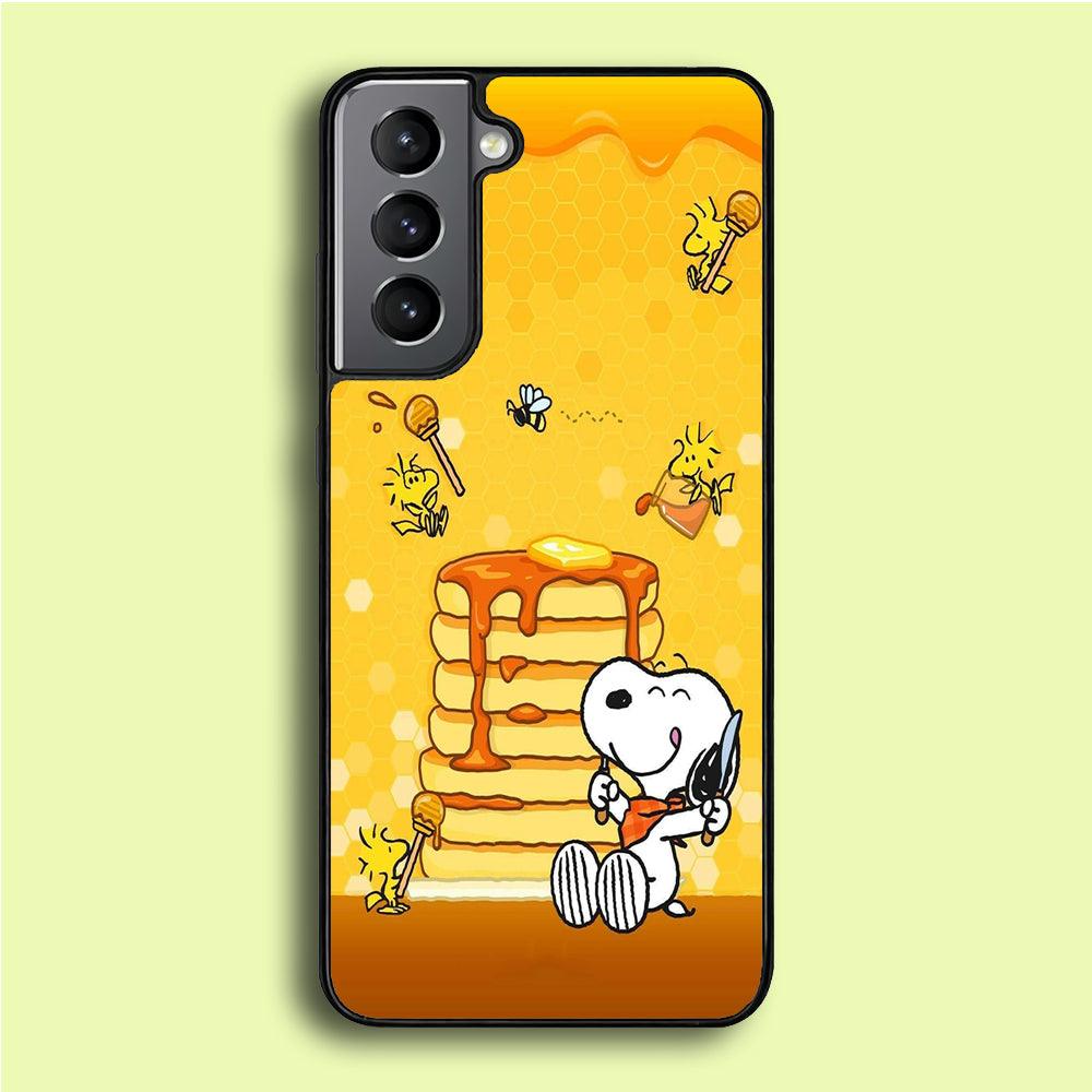 Snoopy Eats Honey Samsung Galaxy S21 Plus Case-Plastic / Full Wrap (3D Case)-Xtracase