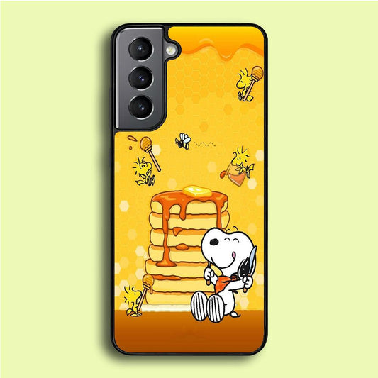 Snoopy Eats Honey Samsung Galaxy S21 Plus Case-Plastic / Full Wrap (3D Case)-Xtracase