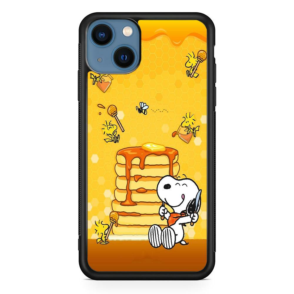 Snoopy Eats Honey iPhone 13 Case-Rubber / Black (2D Case)-Xtracase
