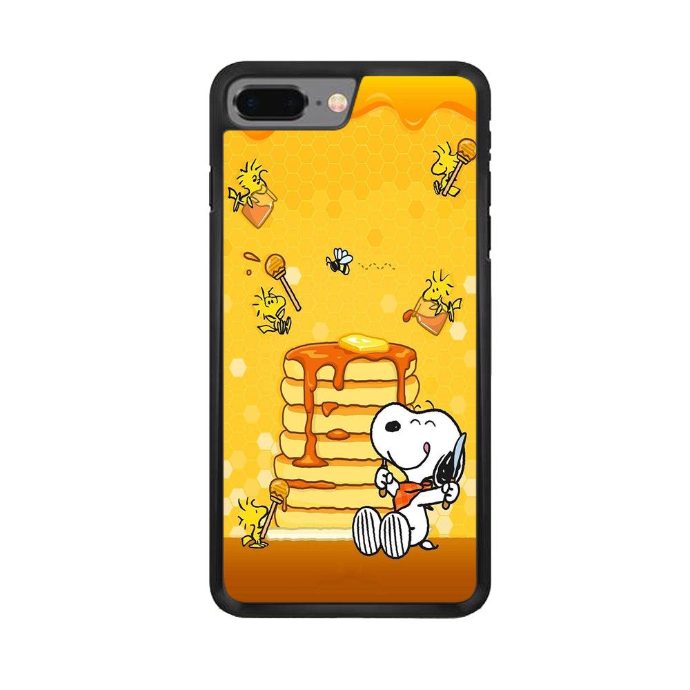 Snoopy Eats Honey iPhone 7 Plus Case-Rubber / Black (2D Case)-Xtracase