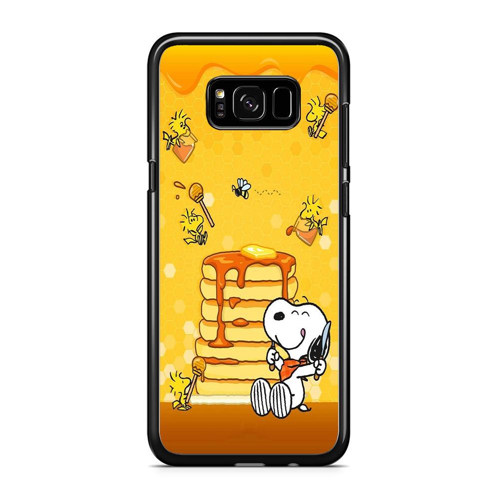 Snoopy Eats Honey Samsung Galaxy S8 Case-Rubber / Black (2D Case)-Xtracase