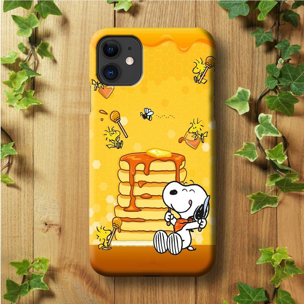 Snoopy Eats Honey iPhone 11 Case-Plastic / Full Wrap (3D Case)-Xtracase