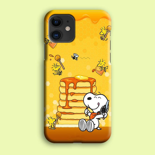 Snoopy Eats Honey iPhone 12 Case-Plastic / Full Wrap (3D Case)-Xtracase