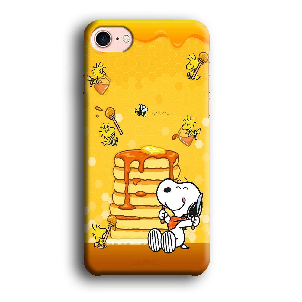 Snoopy Eats Honey iPhone SE 2020 Case-Plastic / Full Wrap (3D Case)-Xtracase
