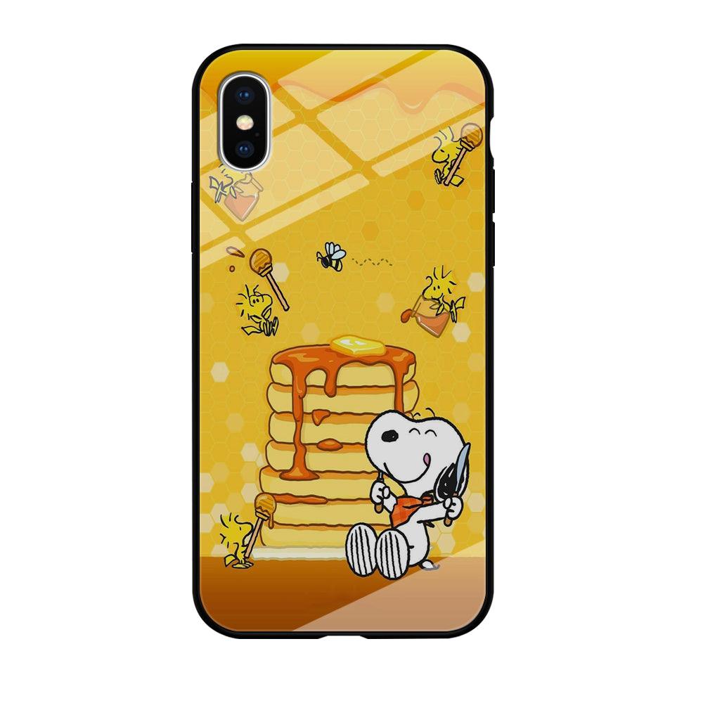 Snoopy Eats Honey iPhone Xs Case-Tempered Glass Case-Xtracase