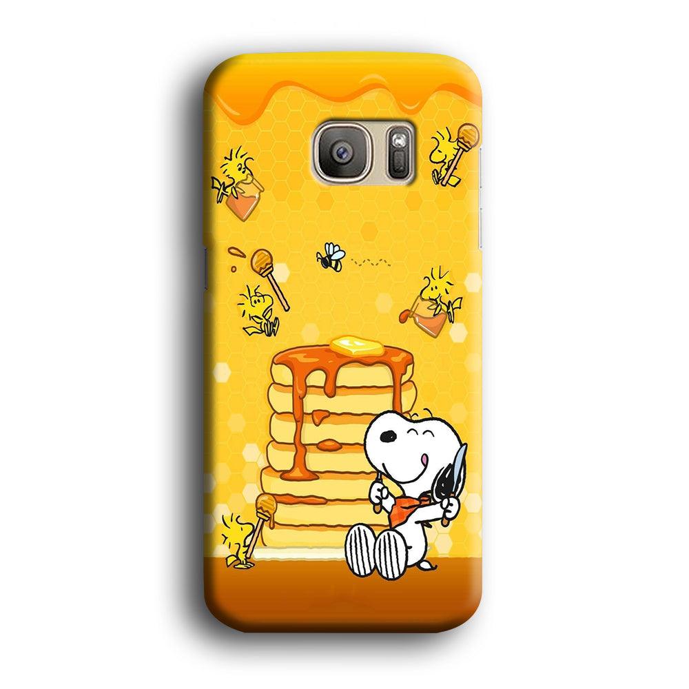 Snoopy Eats Honey Samsung Galaxy S7 Edge Case-Plastic / Full Wrap (3D Case)-Xtracase