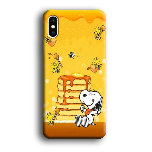 Snoopy Eats Honey iPhone Xs Case-Plastic / Full Wrap (3D Case)-Xtracase