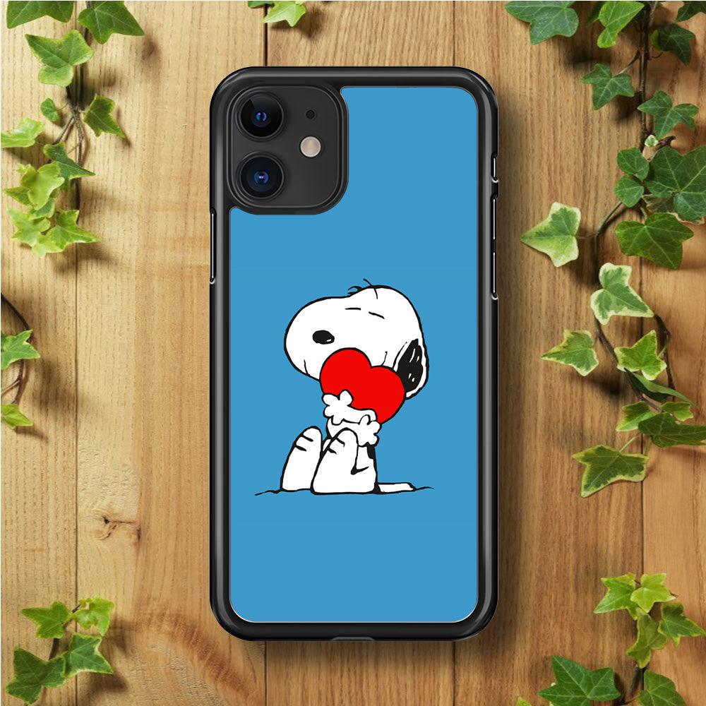 Snoopy Falling in Love iPhone 11 Case-Rubber / Black (2D Case)-Xtracase
